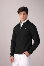 Black RIB KNITTED Full Zipper