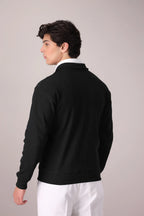 Black RIB KNITTED Full Zipper