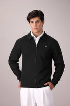 Black RIB KNITTED Full Zipper
